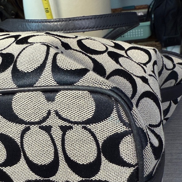 Coach Black and Gray Signature Zip Tote - Picture 7 of 9
